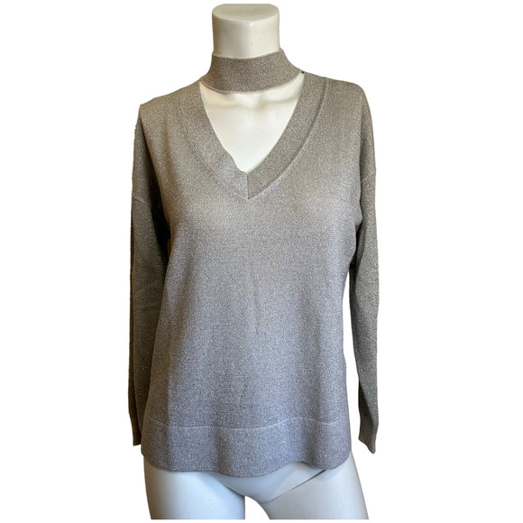 Allude Sweaters - Allude Silver Wool & Cashmere Blend Halter Neck V-Neck Cutout Sweater sz S NWOT